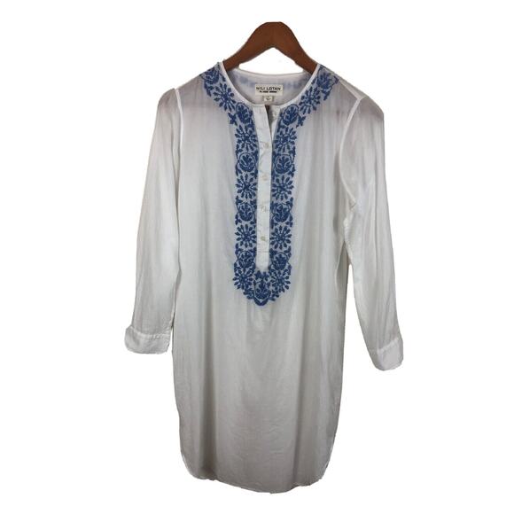 Nili Lotan Sz Small S White Blue Morrocan Embroidered Tunic Shirt Dress - Picture 4 of 9